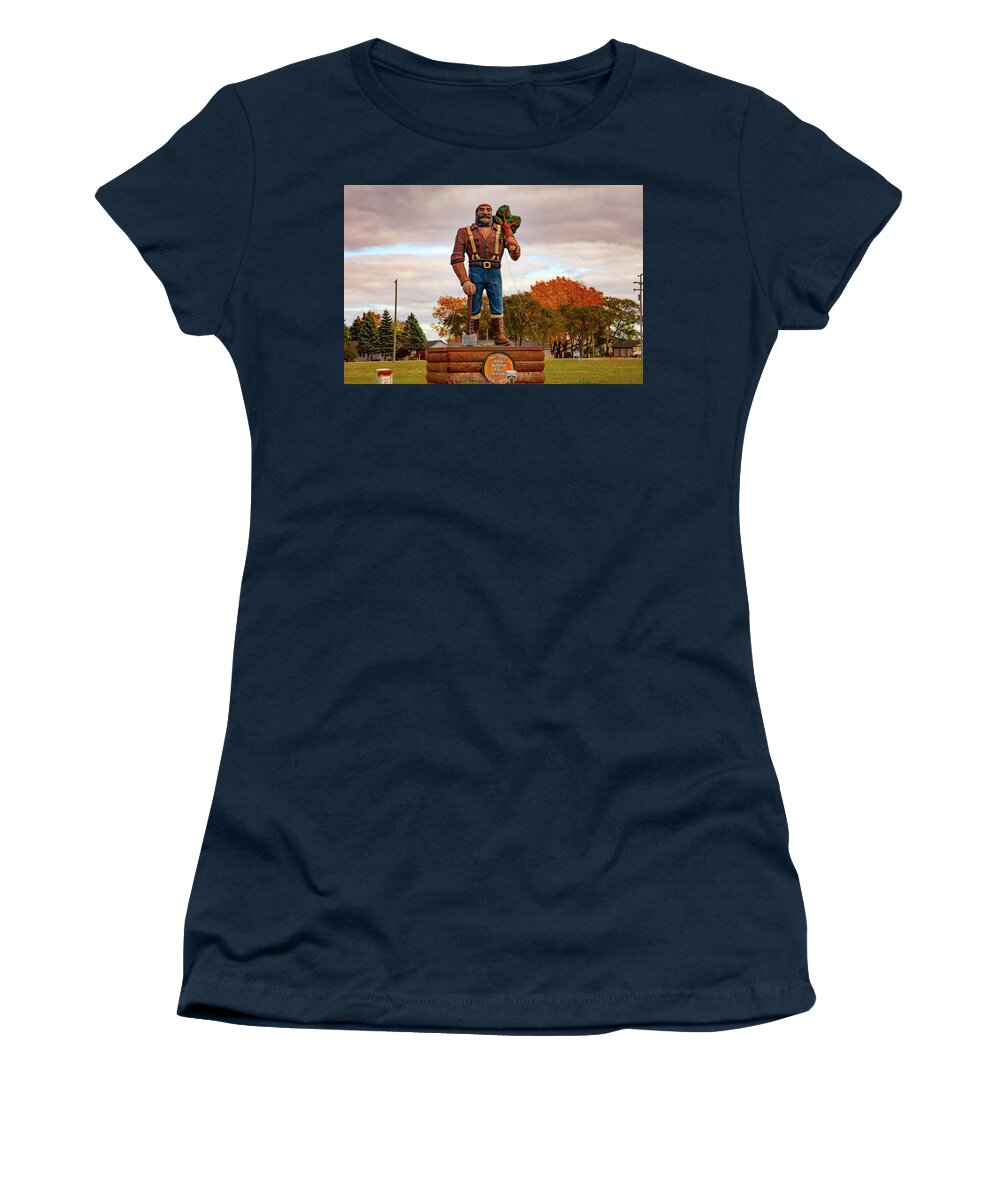 Paul Bunyan Women's T-Shirt featuring the photograph Paul Bunyan statue in Oscoda Michigan by Eldon McGraw