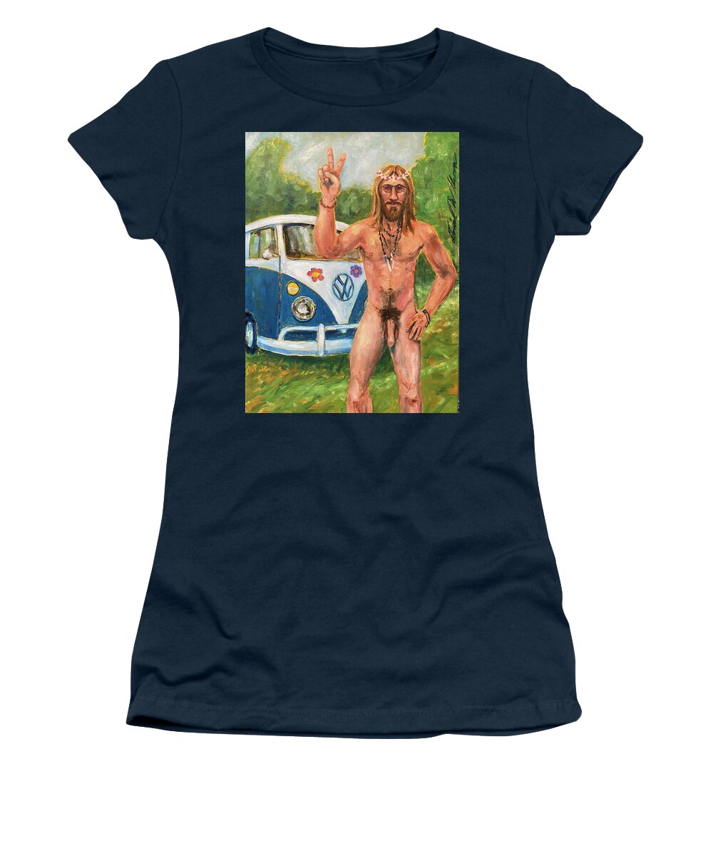 Male Women's T-Shirt featuring the painting Peace Man by Daniel W Green