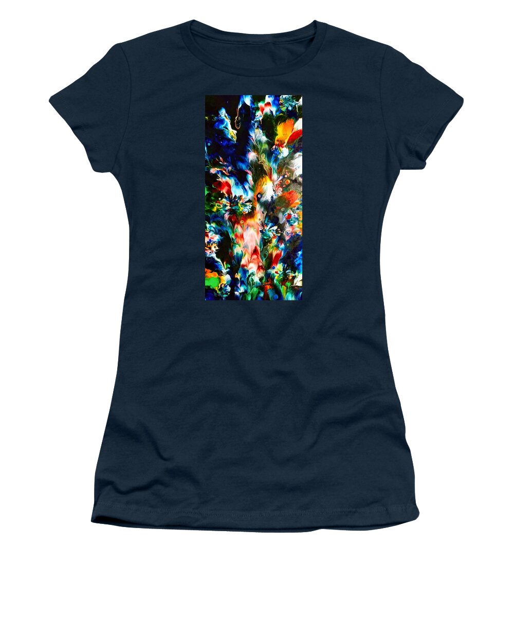 Peacock Women's T-Shirt featuring the painting Peacock by Anna Adams