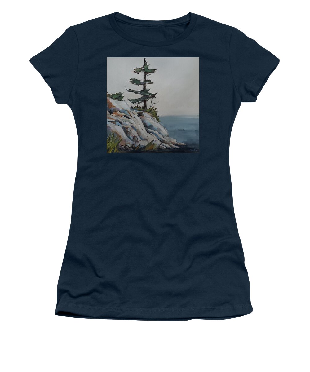Landscape Women's T-Shirt featuring the painting Pensive by Sheila Romard