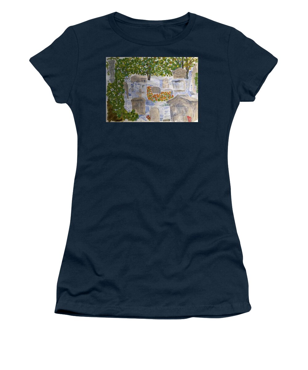  Women's T-Shirt featuring the painting Pere Lachaise Cemetary by John Macarthur