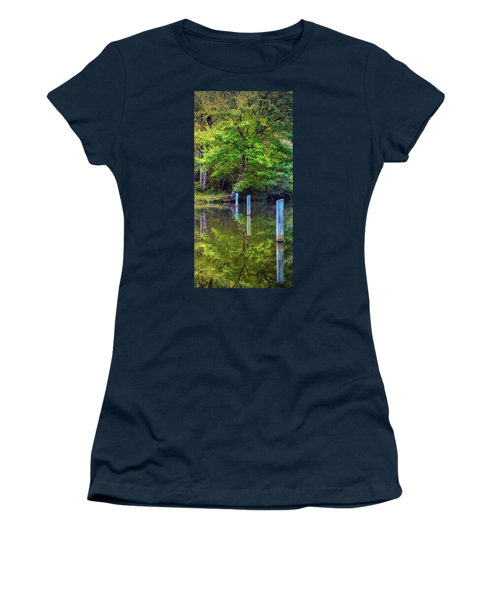 Carolina Women's T-Shirt featuring the photograph Perfect Autumn Reflections II by Debra and Dave Vanderlaan