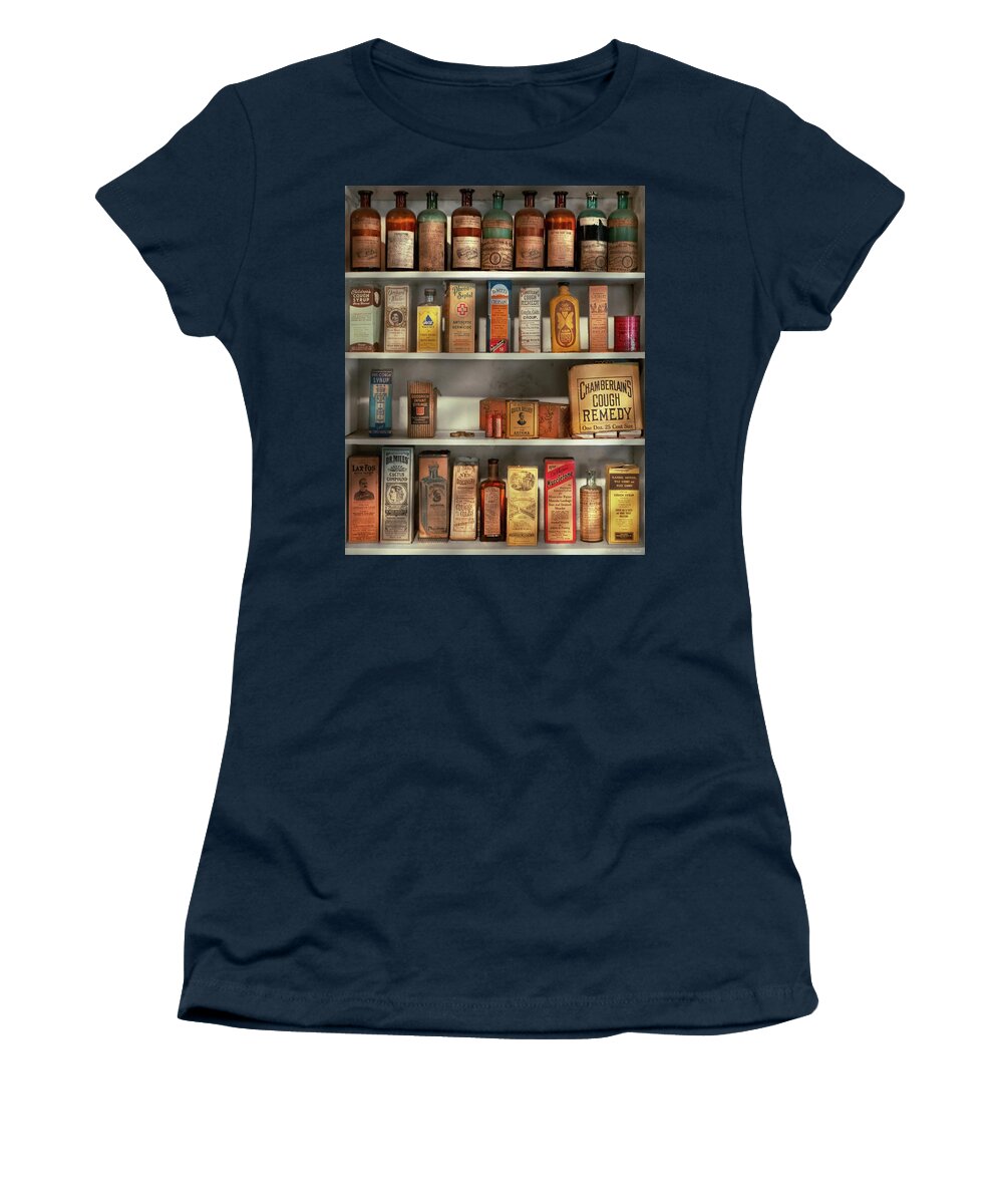 Pharmacist Women's T-Shirt featuring the photograph Pharmacy - Many coughing cures by Mike Savad
