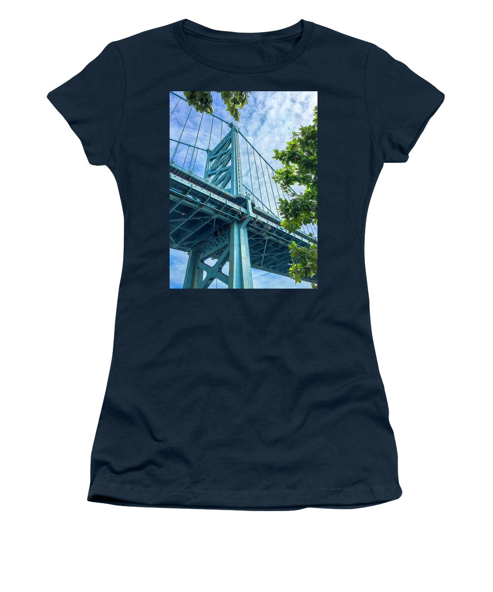 Bridge Women's T-Shirt featuring the photograph Phildelphia Ben Franklin Bridge by Ginger Stein