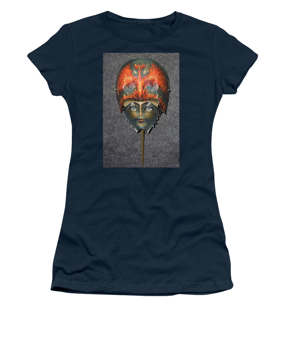  Women's T-Shirt featuring the painting Phoenix Helmeted Warrior Princess by Roger Swezey