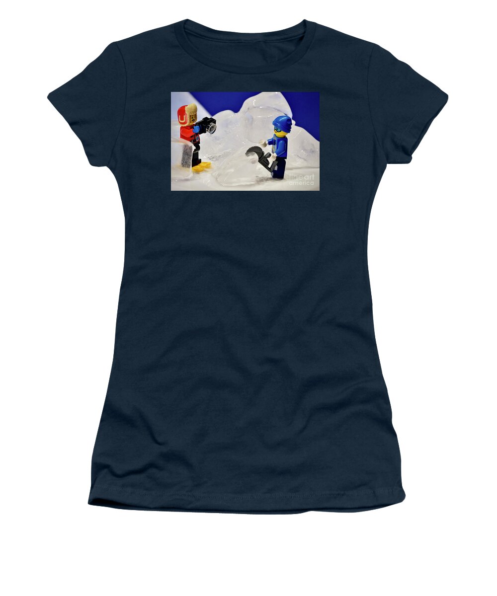 Work Women's T-Shirt featuring the photograph Photographer On Ice by Elisabeth Derichs