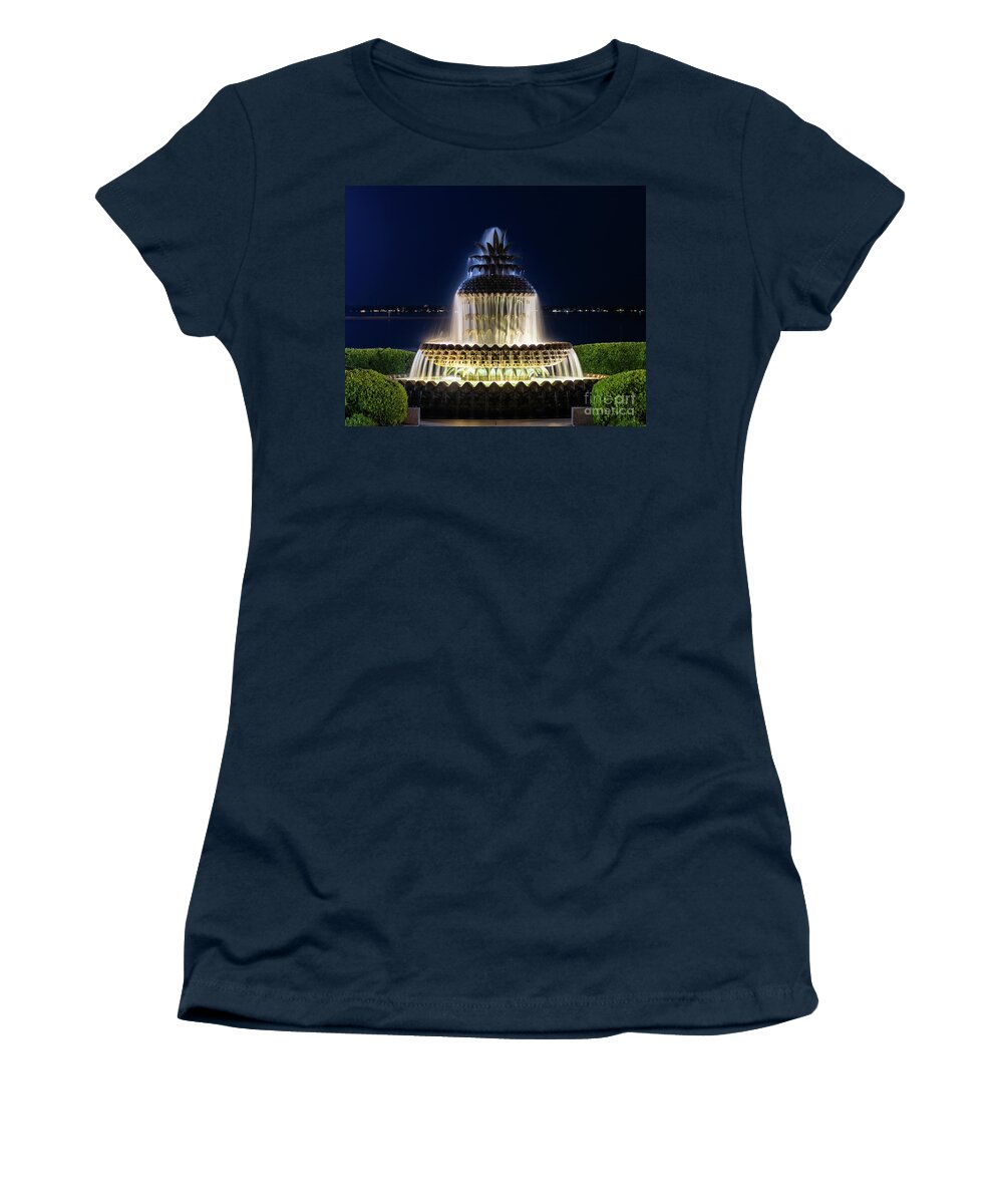 2020 Women's T-Shirt featuring the photograph Pineapple Fountain at Night by Charles Hite