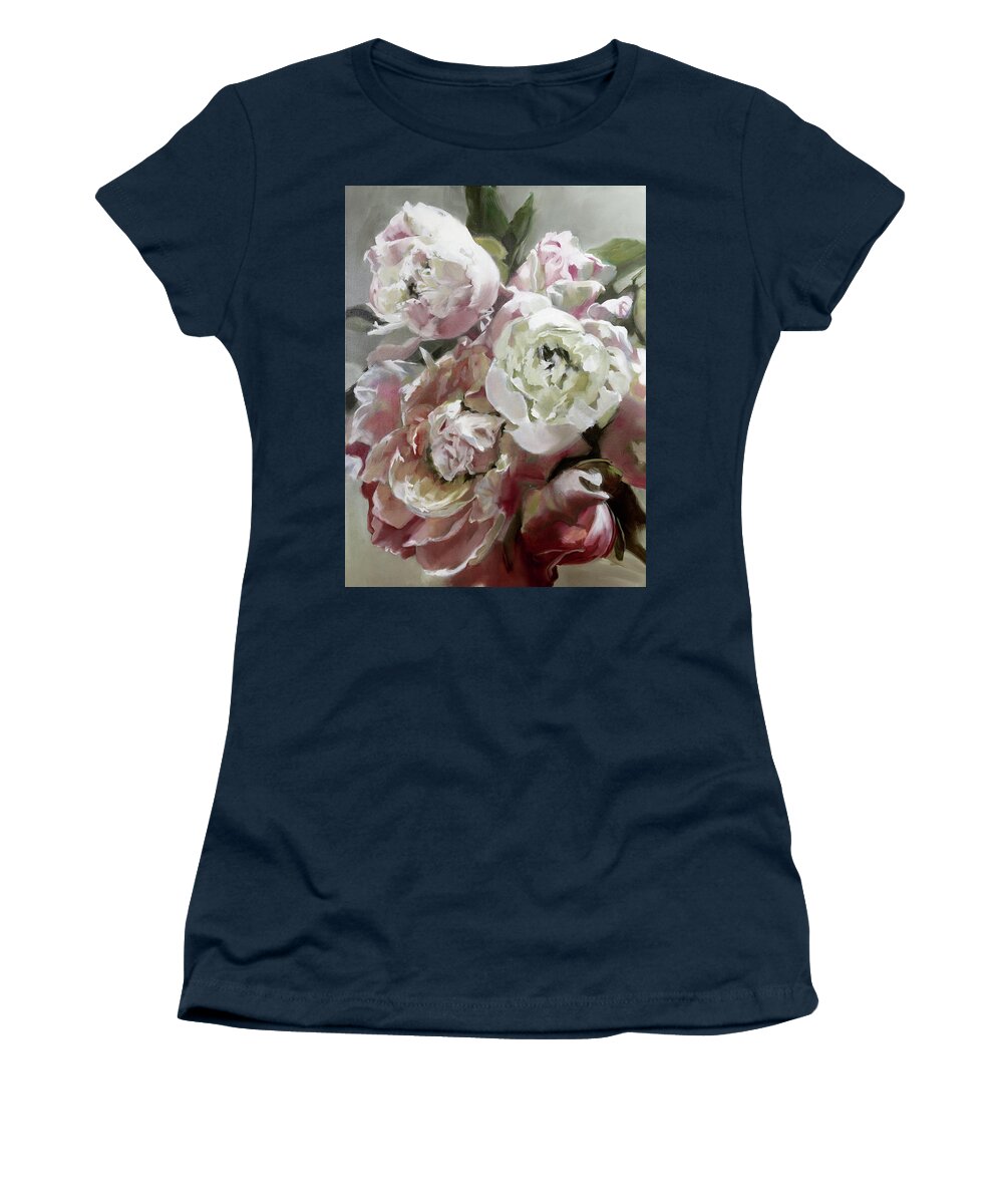 Pink Peony Bouquet Women's T-Shirt featuring the painting Pink Bouquet Intense by Roxanne Dyer