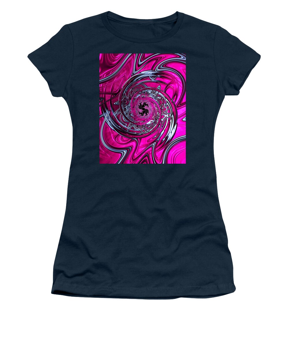 Fractals Women's T-Shirt featuring the digital art Pink Steel by Vickie Fiveash