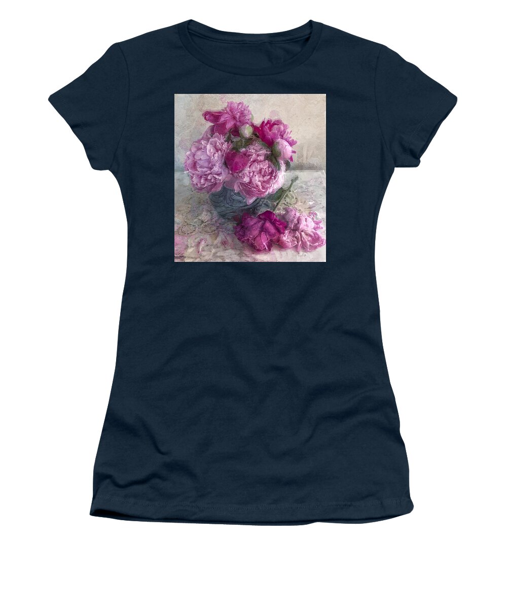 Pink Peonies Women's T-Shirt featuring the digital art Plain Old Pretty by Alexis Rotella