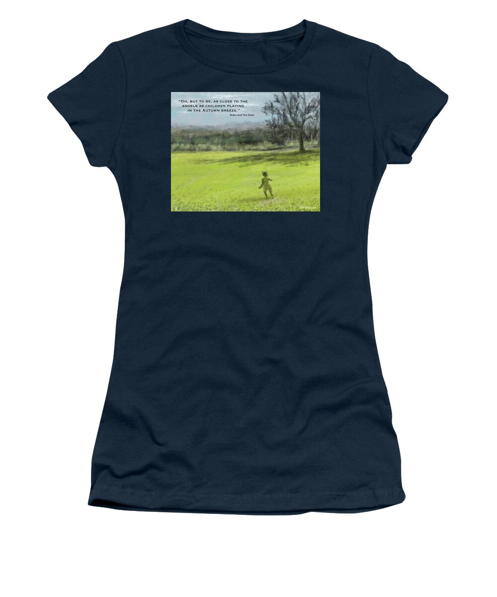 Autumn Women's T-Shirt featuring the digital art Playing In The Autumn Breeze by Larry Whitler