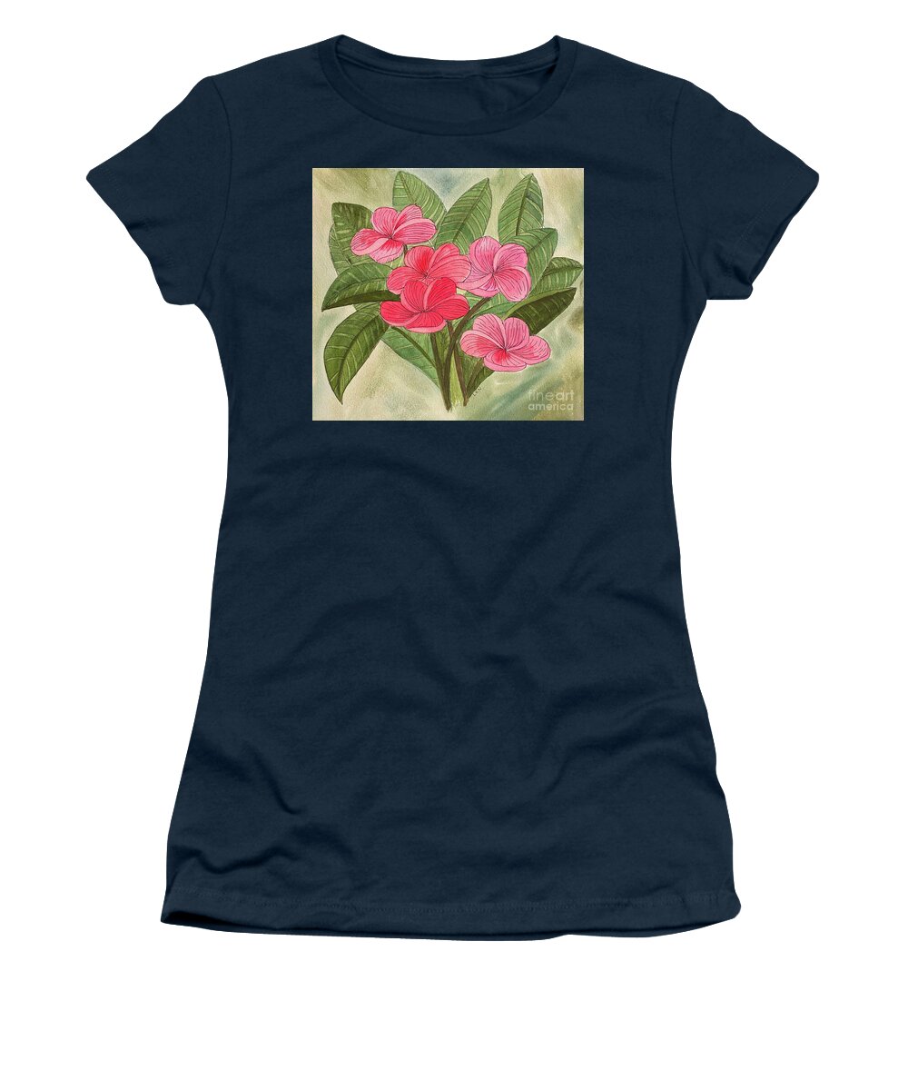 Plumeria Women's T-Shirt featuring the mixed media Plumeria by Lisa Neuman
