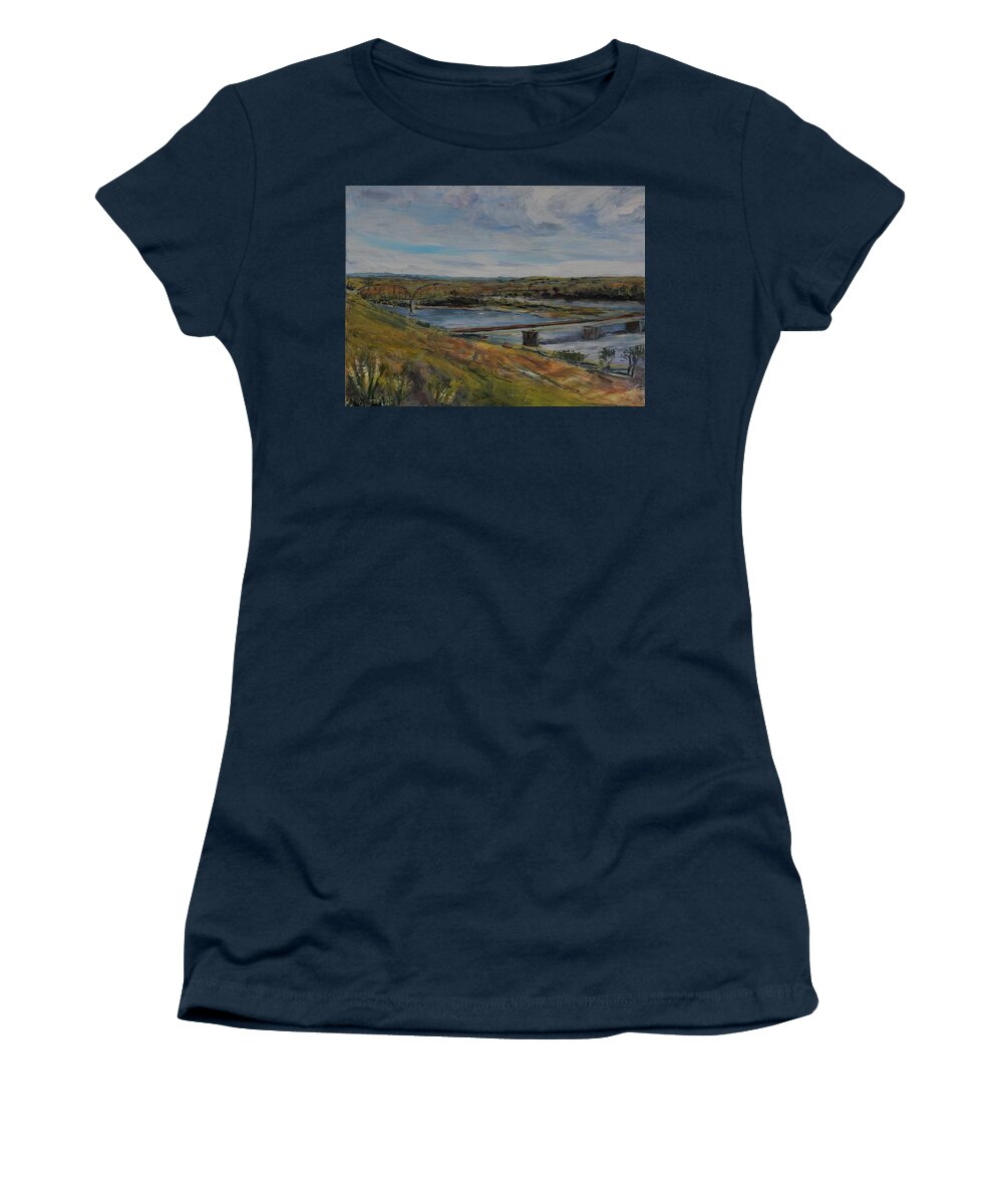 Landscape Women's T-Shirt featuring the painting Chief Lookings Lookout by Helen Campbell