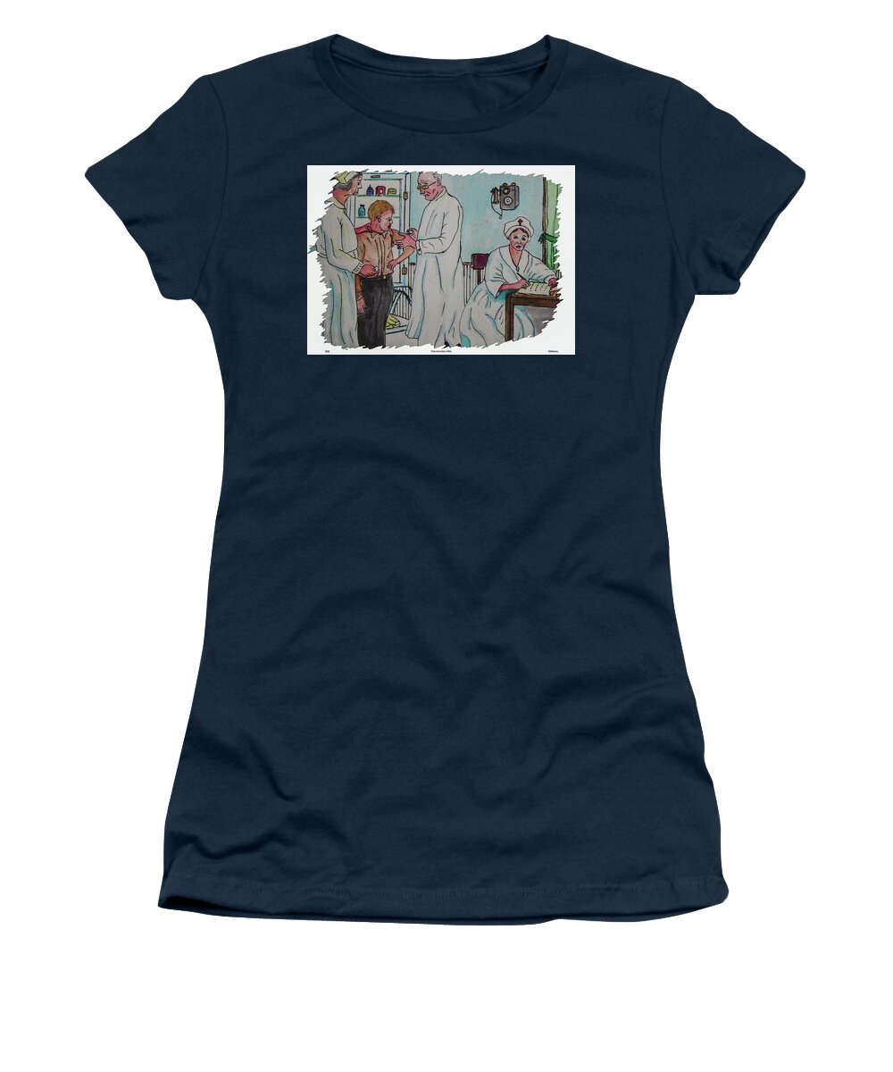 Polio Women's T-Shirt featuring the painting Polio Vaccinations 1940s by Philip And Robbie Bracco