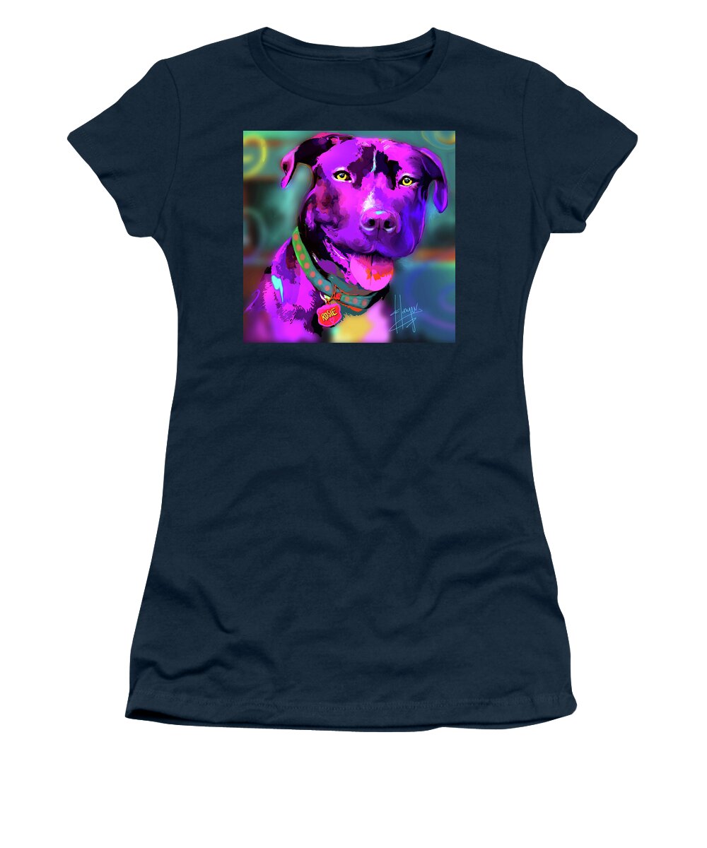 Popdog Women's T-Shirt featuring the painting pOpDog Rosie by DC Langer