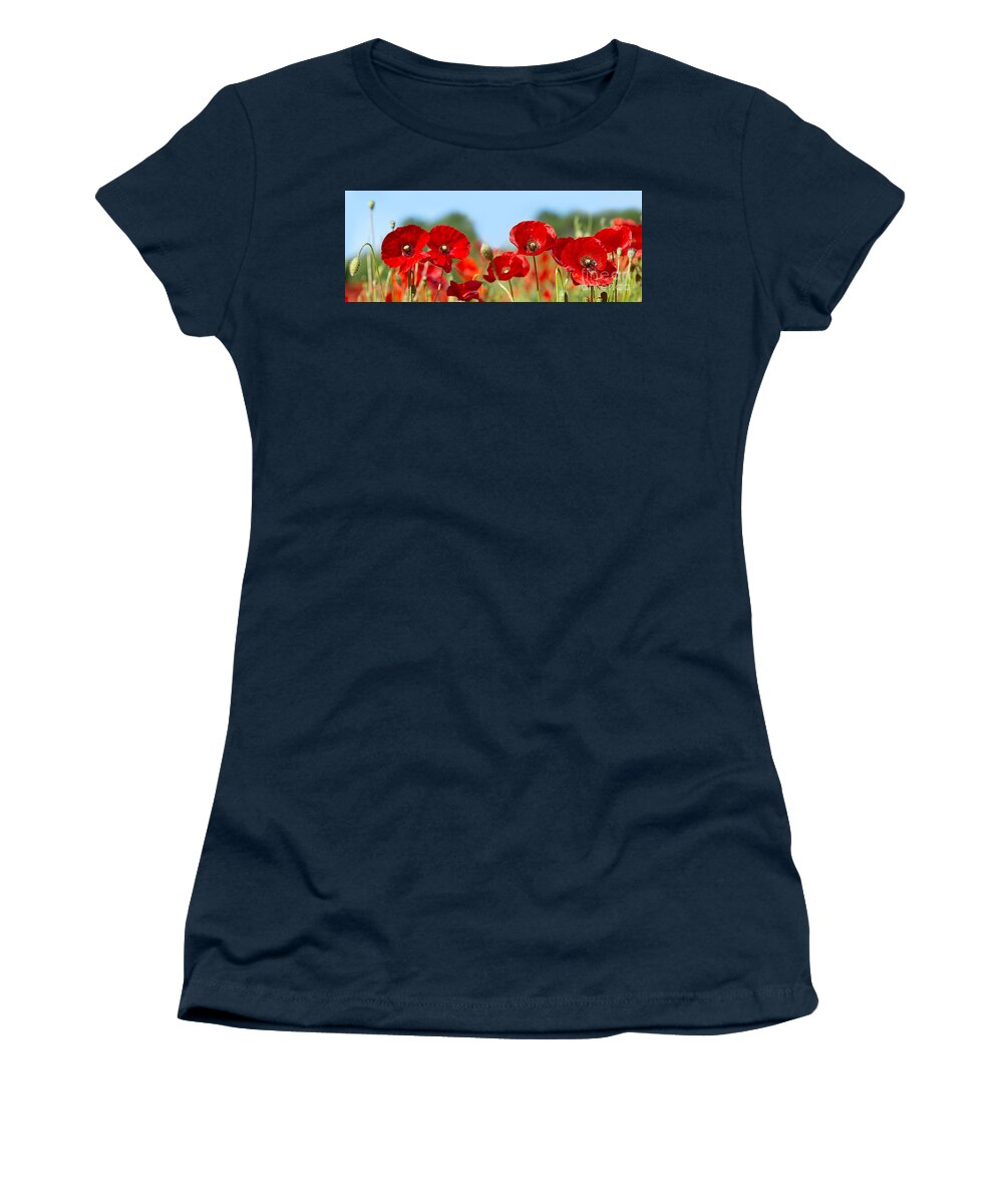 Poppy Women's T-Shirt featuring the photograph Poppy Flowers In A Field by Boon Mee