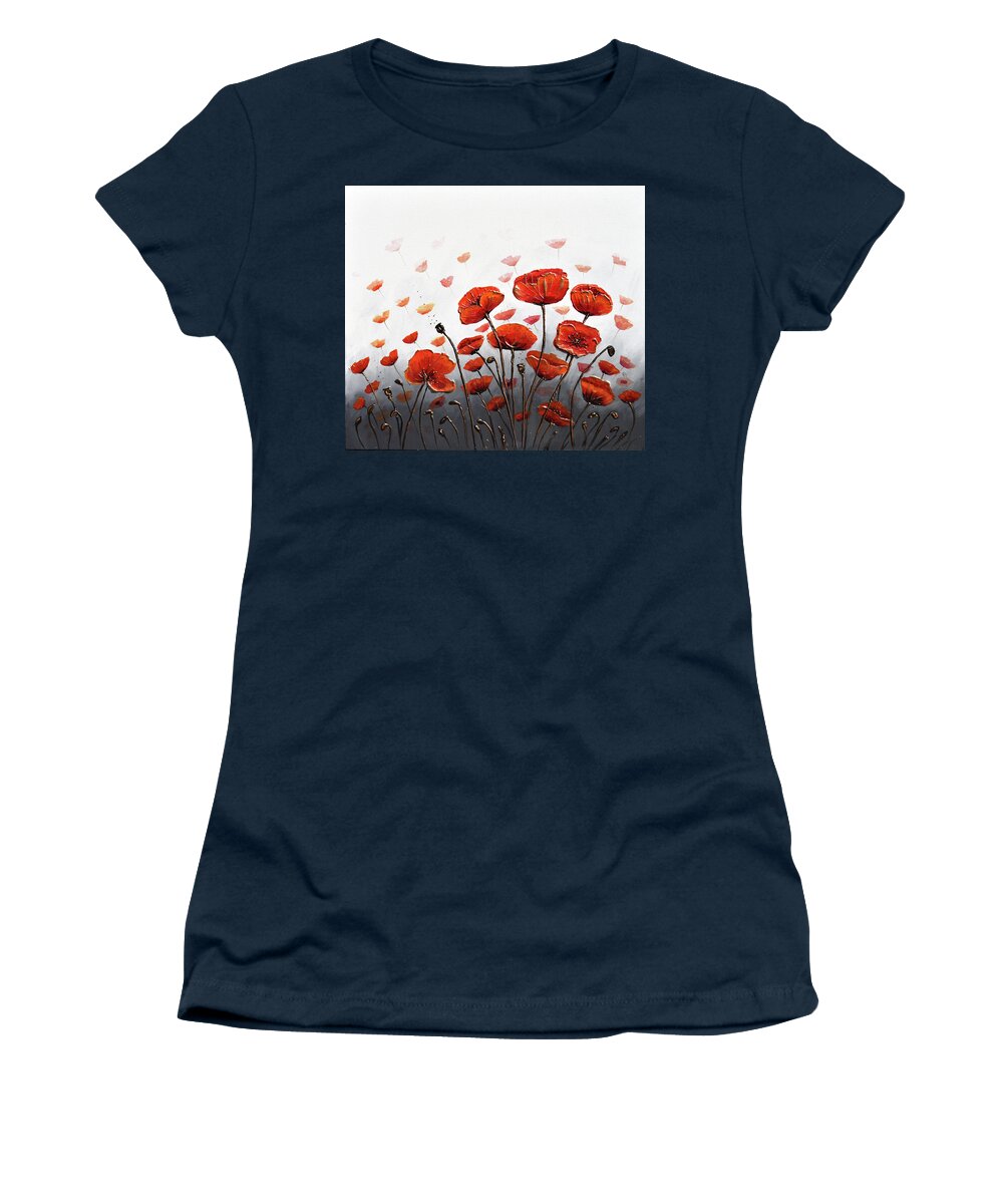 Red Poppies Women's T-Shirt featuring the painting Poppy Summer Delight by Amanda Dagg