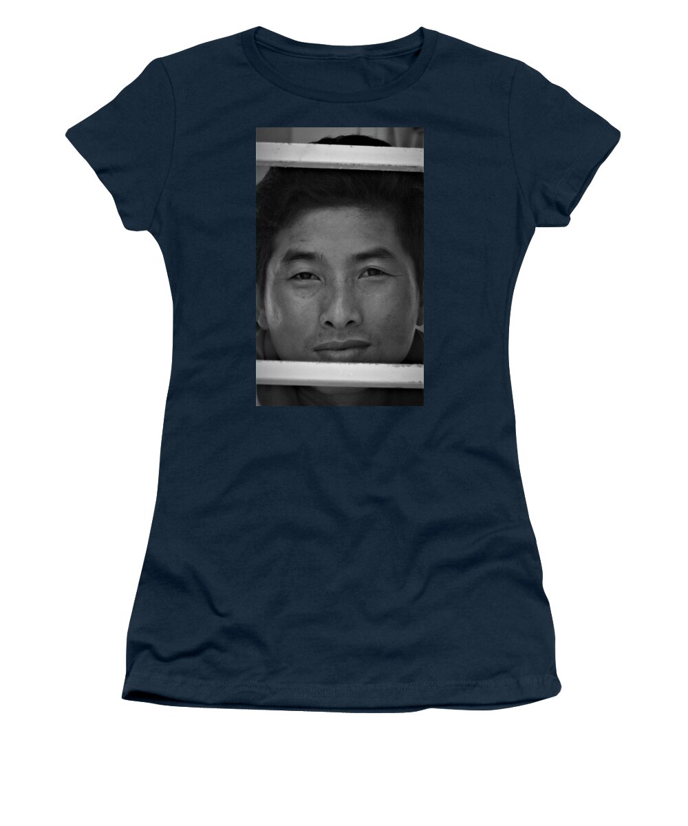 Portrait Women's T-Shirt featuring the photograph Portrait behind bars by Robert Bociaga