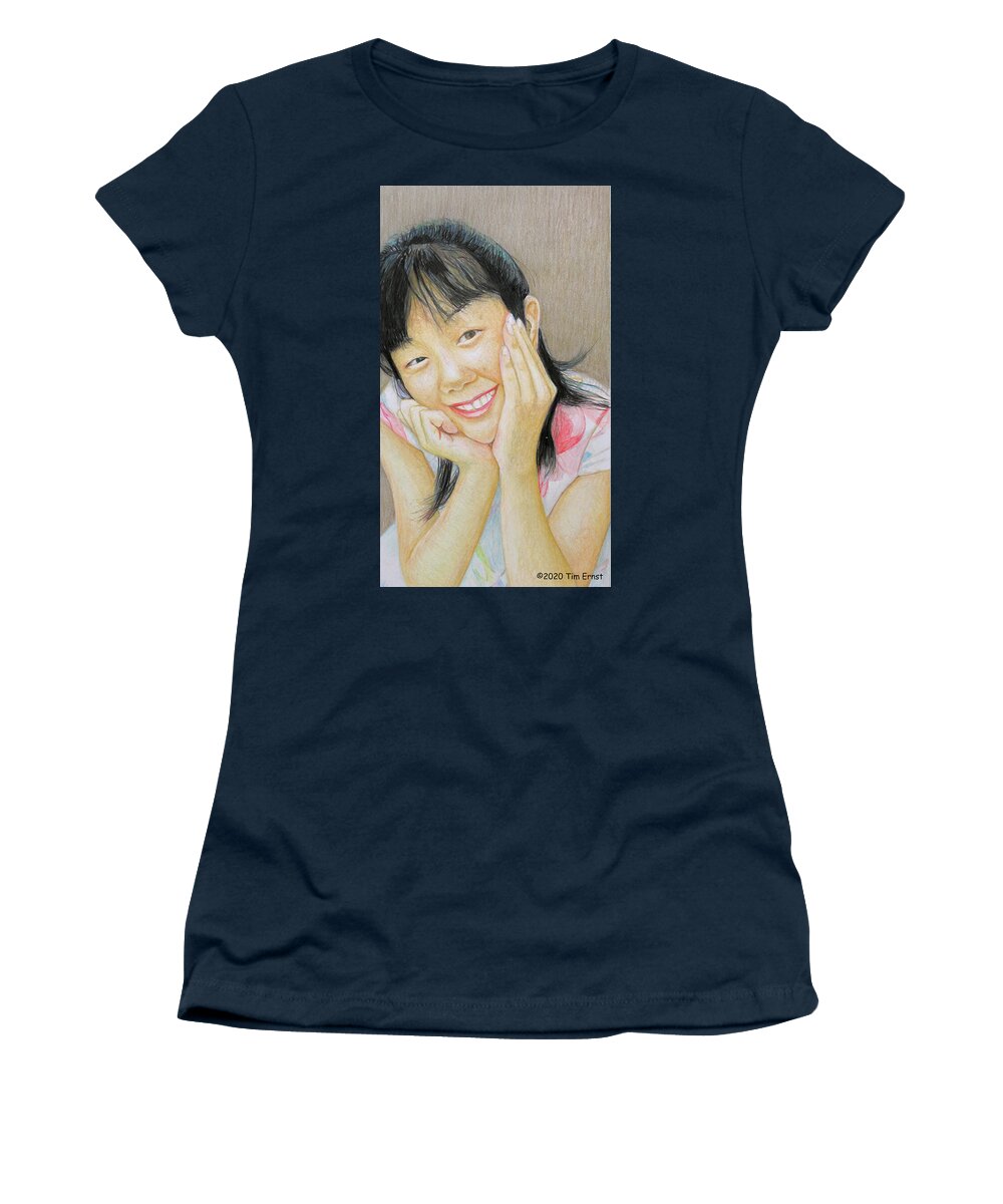 Female Women's T-Shirt featuring the drawing Portrait of Asuka by Tim Ernst