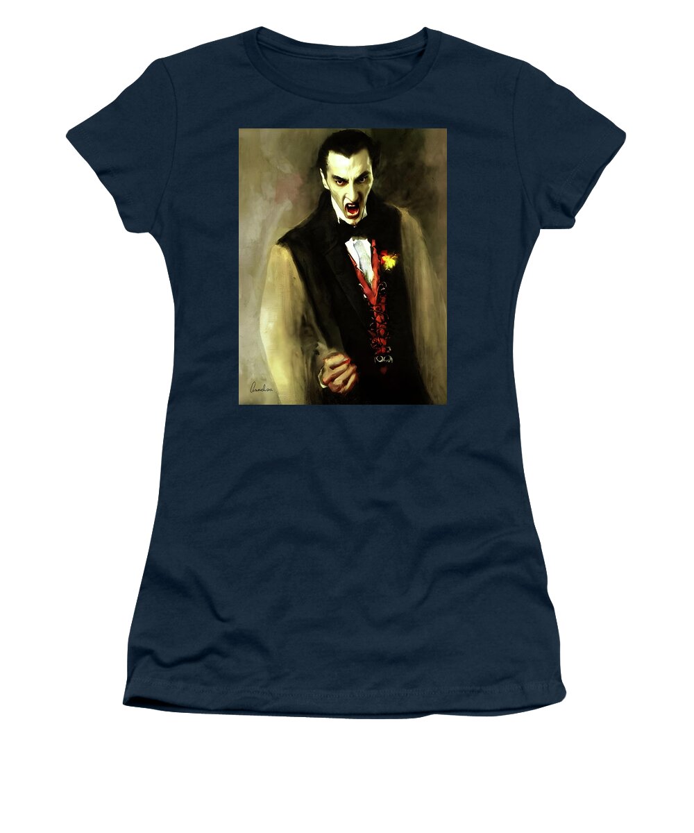 Dracula Painting Women's T-Shirt featuring the digital art Portrait of Dracula by Annalisa Rivera-Franz