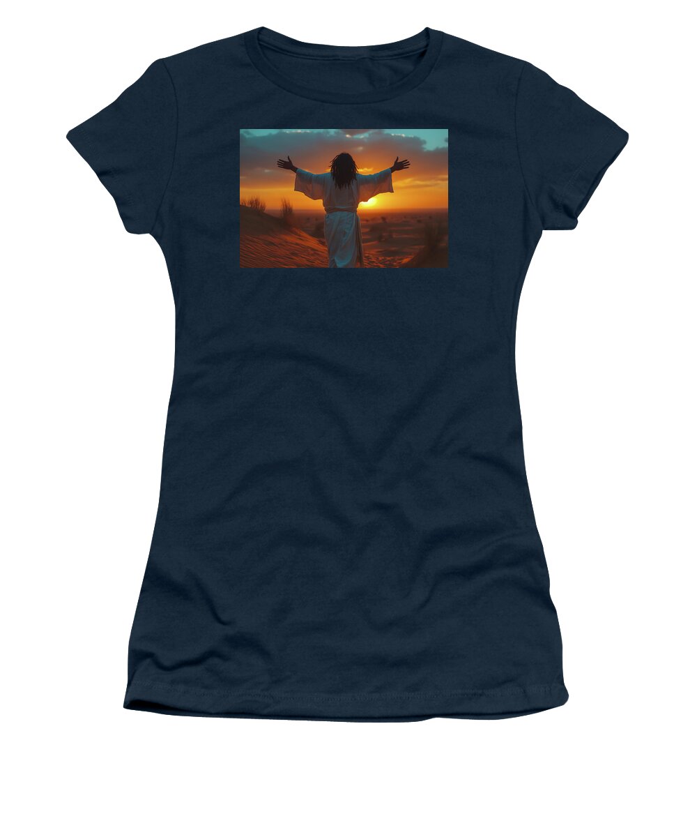 Jesus Women's T-Shirt featuring the digital art Praise in the morning by William Ladson