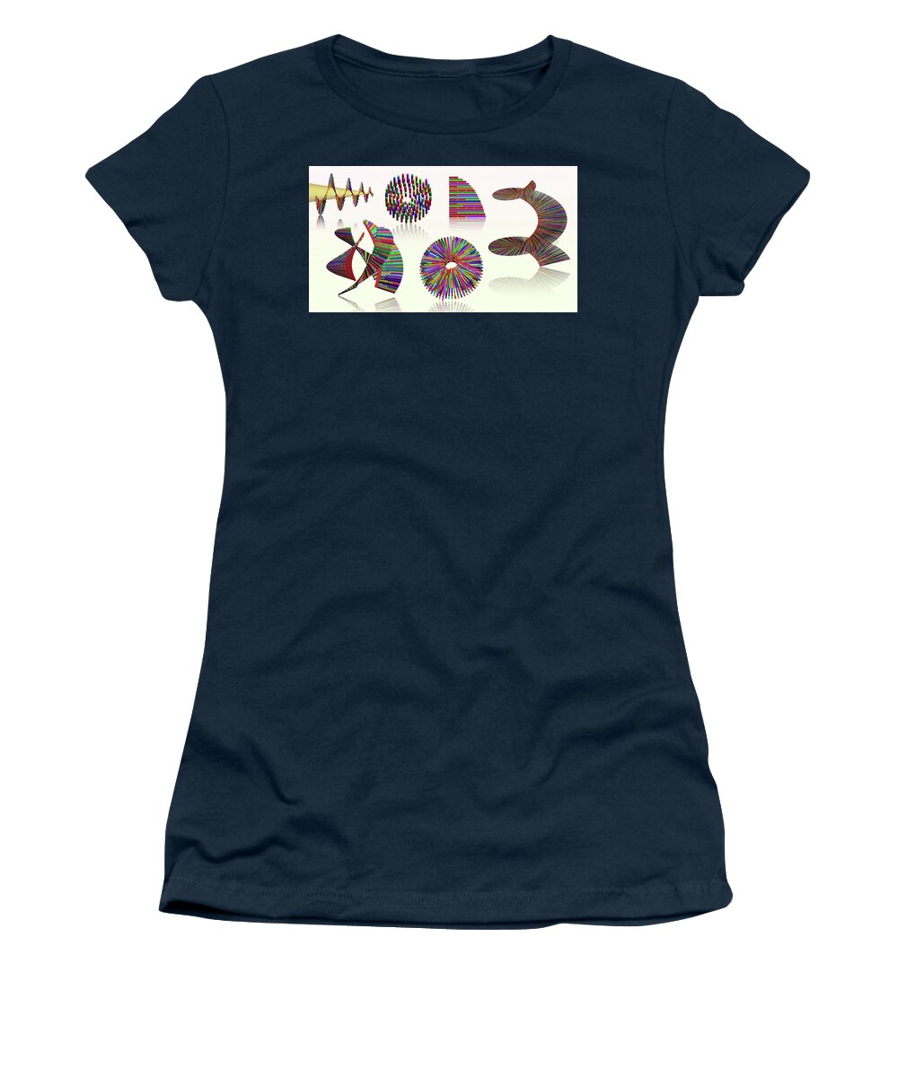 Math Women's T-Shirt featuring the digital art Prime Log Spirals by Dan Bach