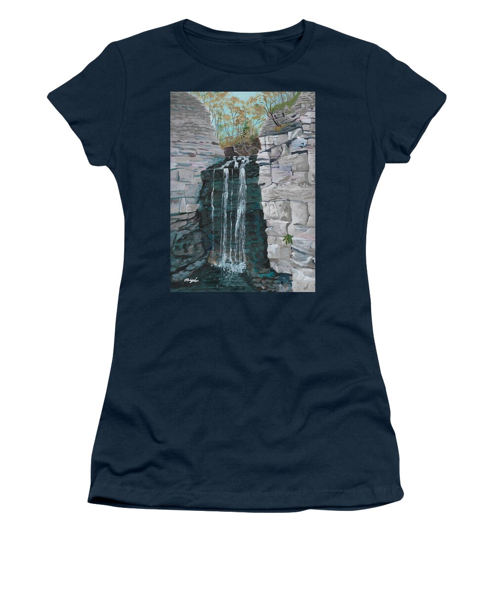Nature Women's T-Shirt featuring the painting Princess Falls by David Bigelow