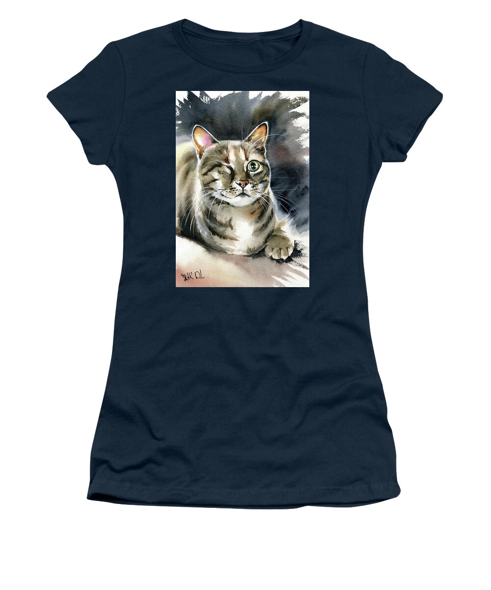 Cats Women's T-Shirt featuring the painting Princess Raya Tabby Cat Painting by Dora Hathazi Mendes