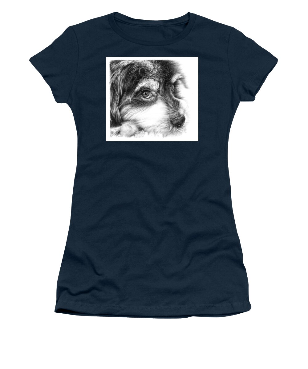 Puppy Women's T-Shirt featuring the drawing Puppy Eyes by Casey 'Remrov' Vormer