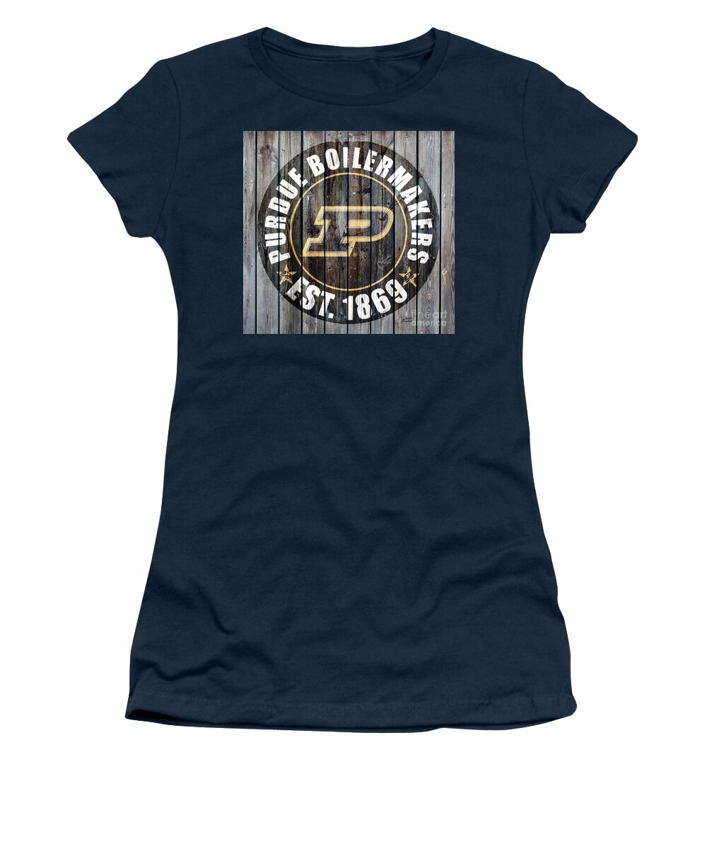 Purdue Women's T-Shirt featuring the digital art Purdue Boilermakers by CAC Graphics