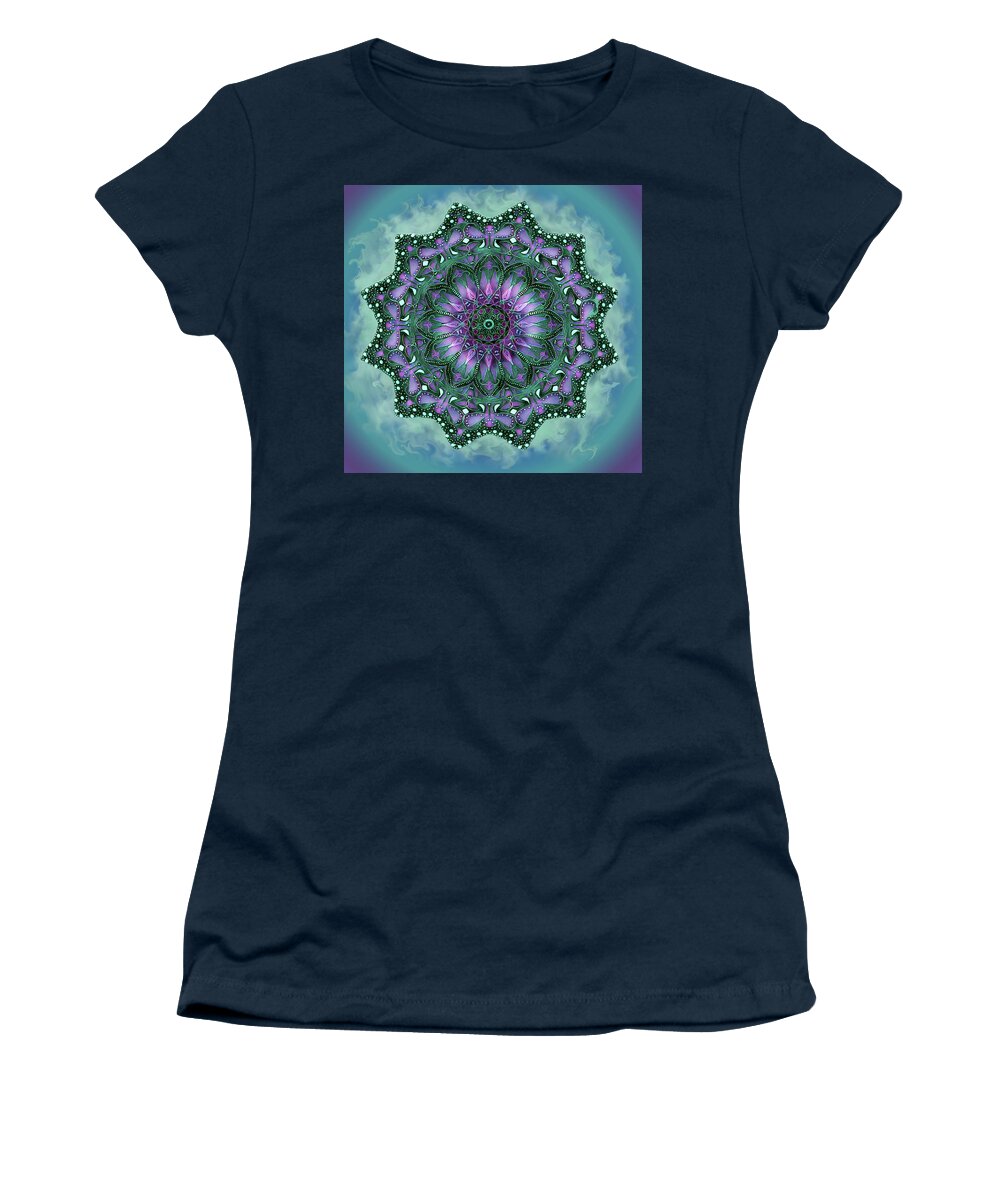 Digital Art Women's T-Shirt featuring the digital art Purple and Green Mandala by Artful Oasis