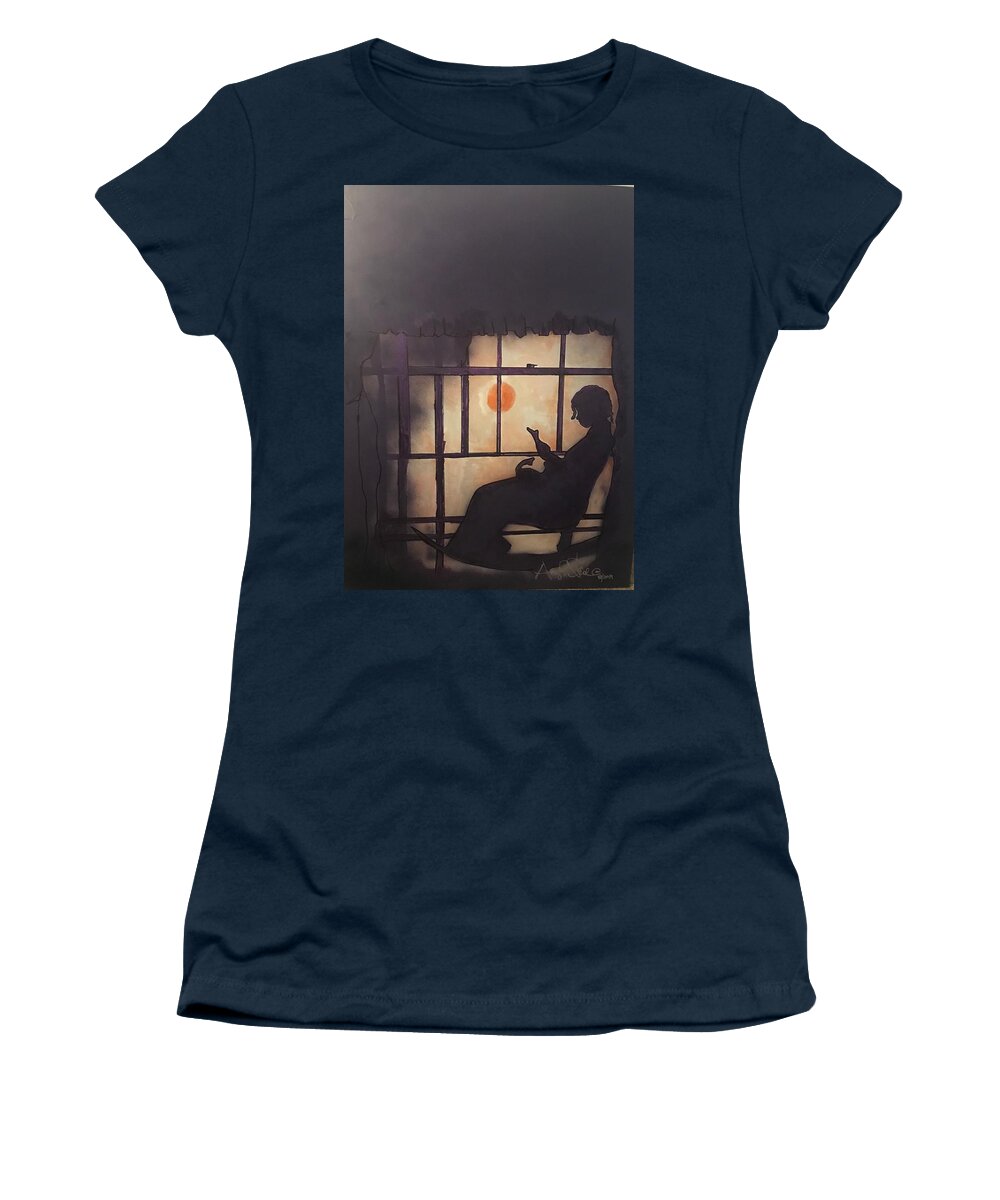  Women's T-Shirt featuring the painting Purple by Angie ONeal