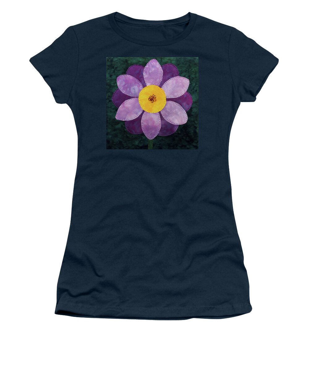 Purple Flower Women's T-Shirt featuring the tapestry - textile Purple Petals by Pam Geisel