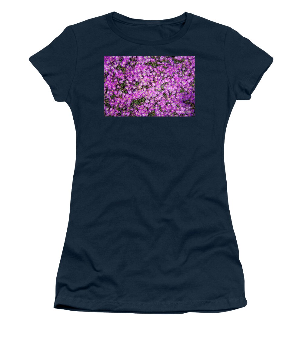 Ca Route 1 Women's T-Shirt featuring the photograph Purplish Pinkish Blooms by David Levin
