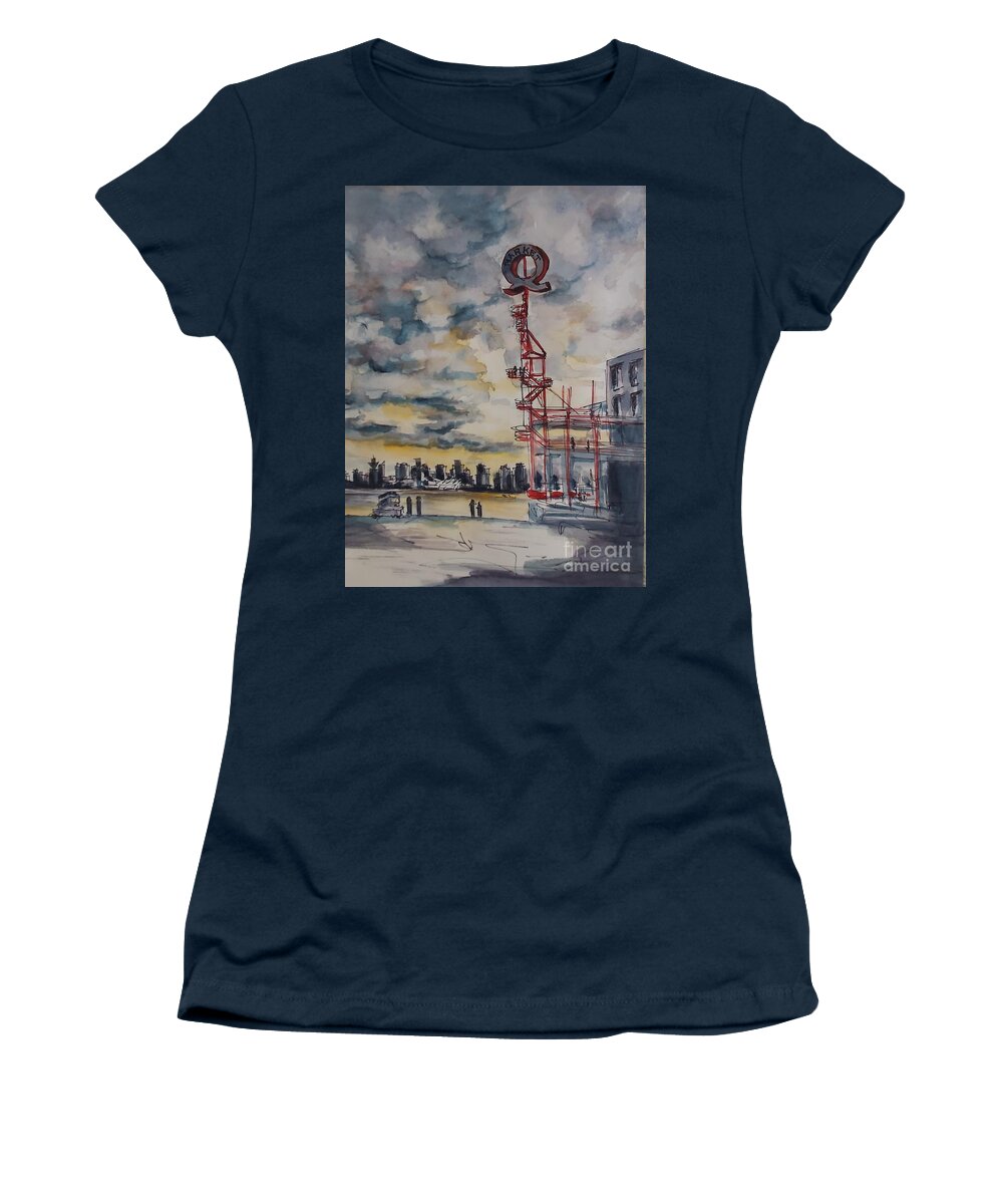 Clouds Women's T-Shirt featuring the drawing Quay the Sunshine by Sonia Mocnik