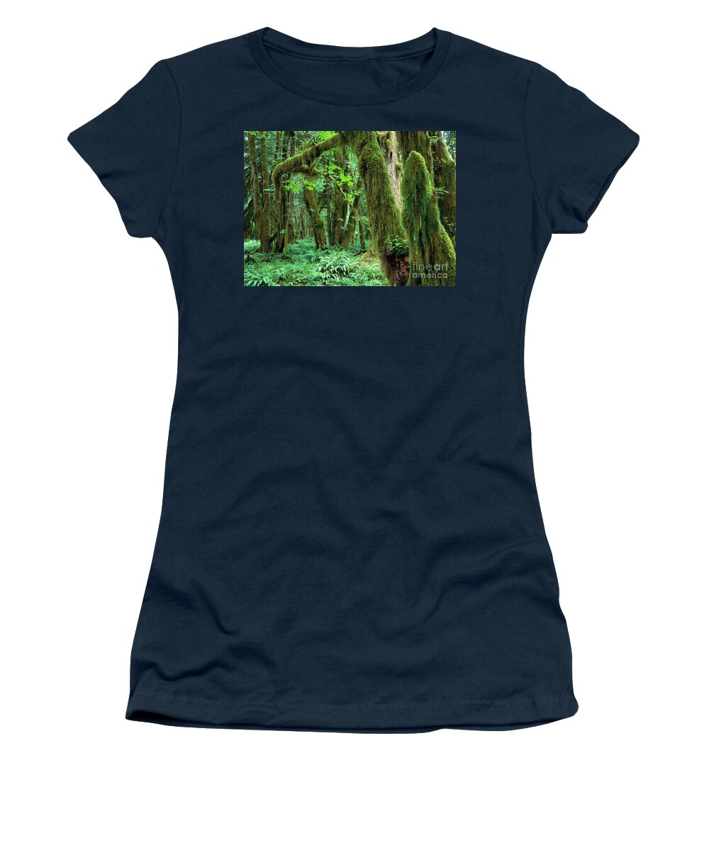 00173596 Women's T-Shirt featuring the photograph Quinault Rain Forest by Tim Fitzharris