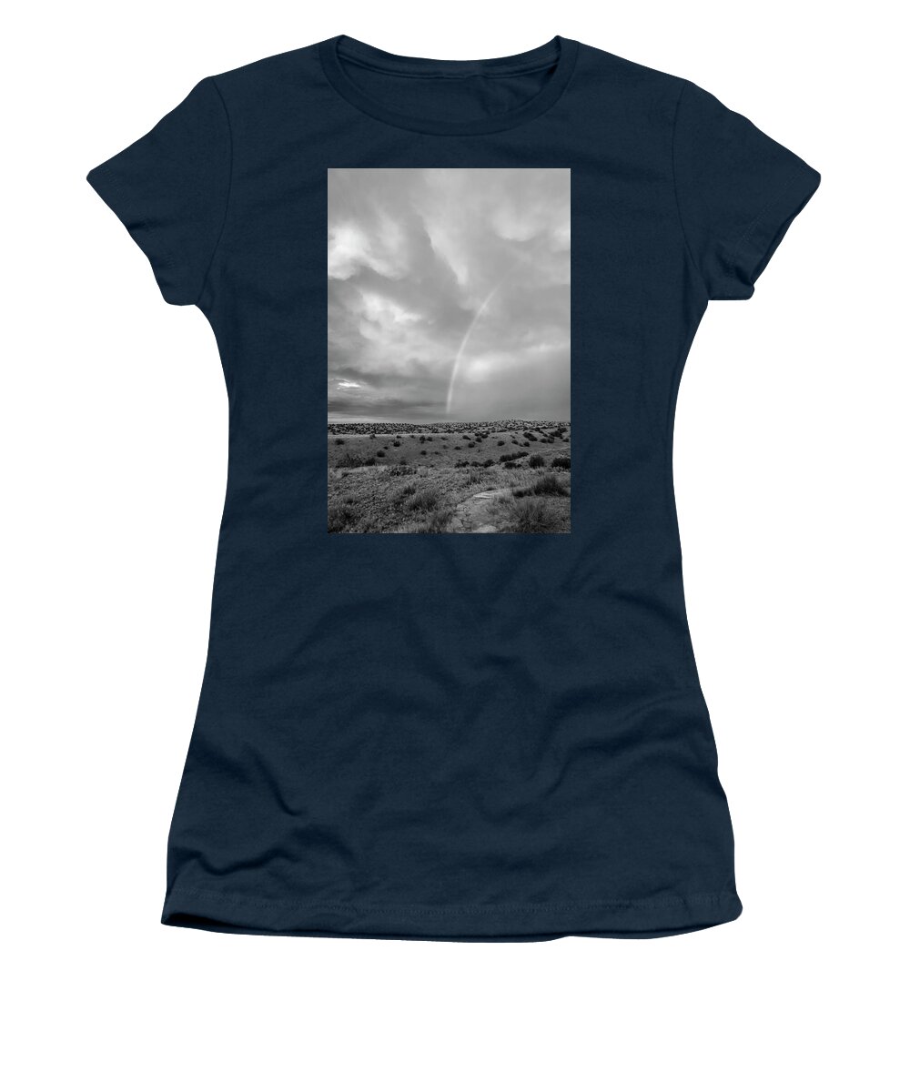 Rainbow Women's T-Shirt featuring the photograph Rainbow in Black and White by Mary Lee Dereske