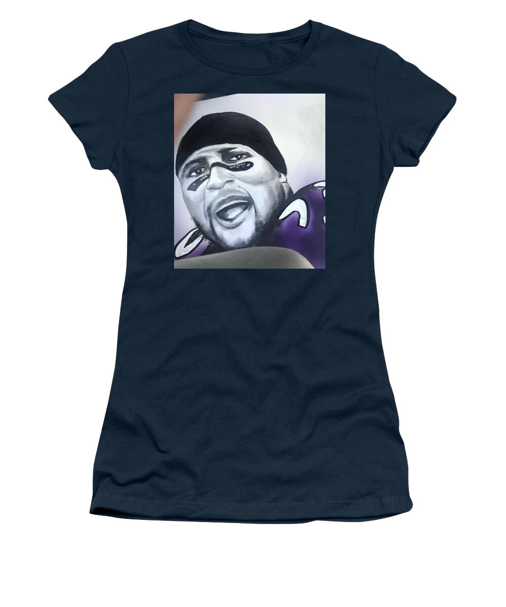  Women's T-Shirt featuring the mixed media Raven by Angie ONeal