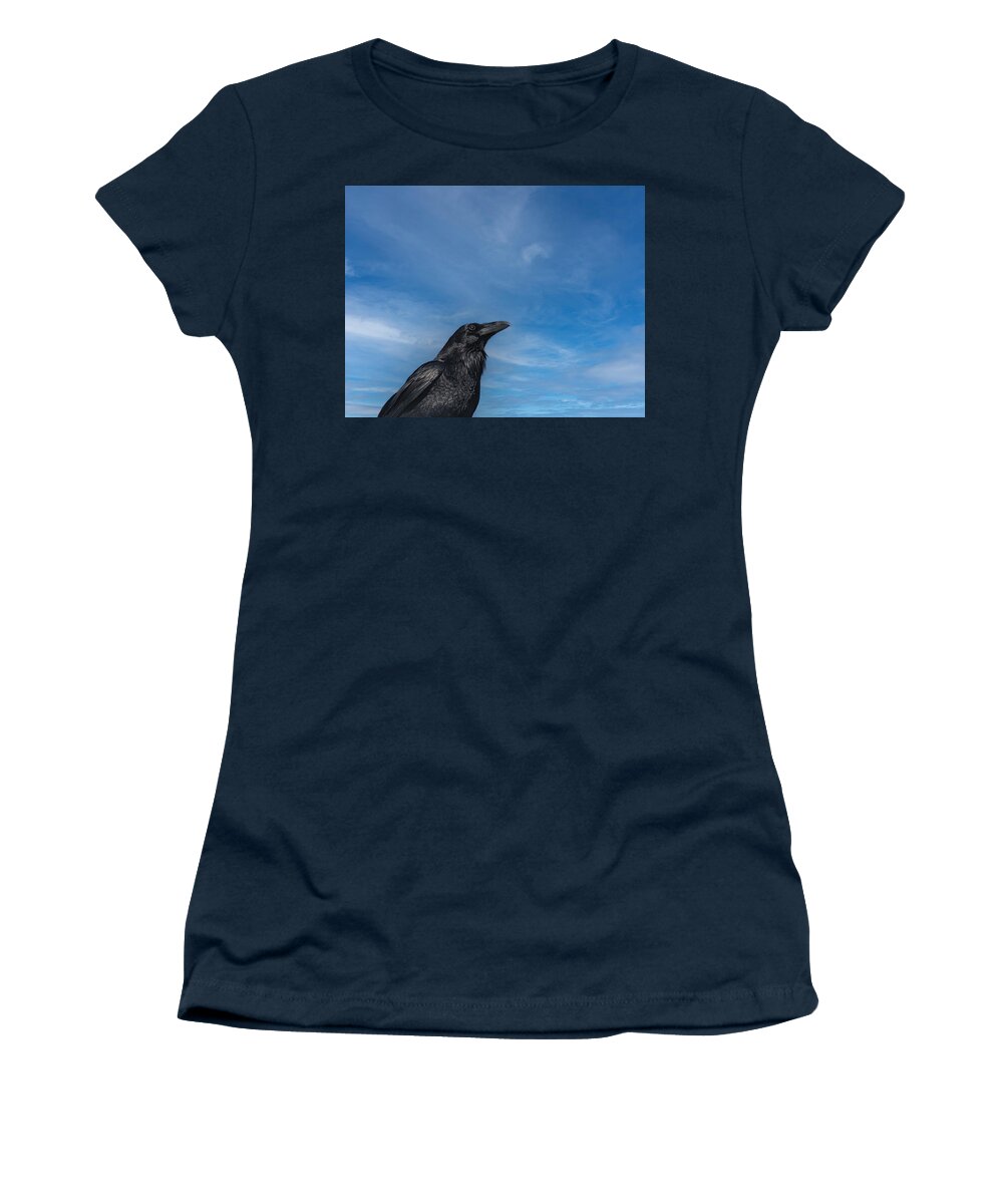 Raven Women's T-Shirt featuring the photograph Raven Portrait by Laura Putman