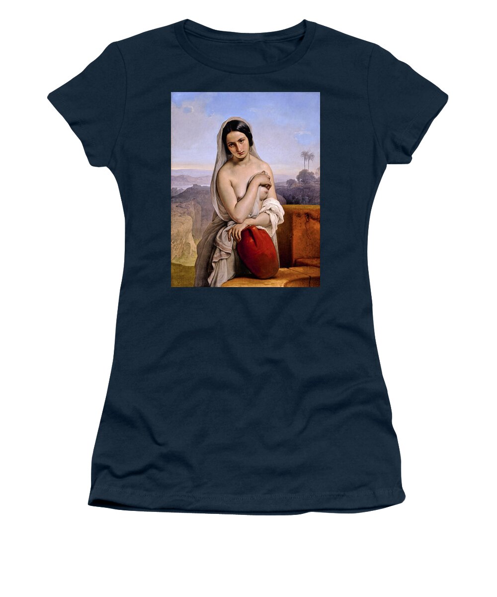 Francesco Hayez Women's T-Shirt featuring the photograph Rebecca At The Well by Francesco Hayez
