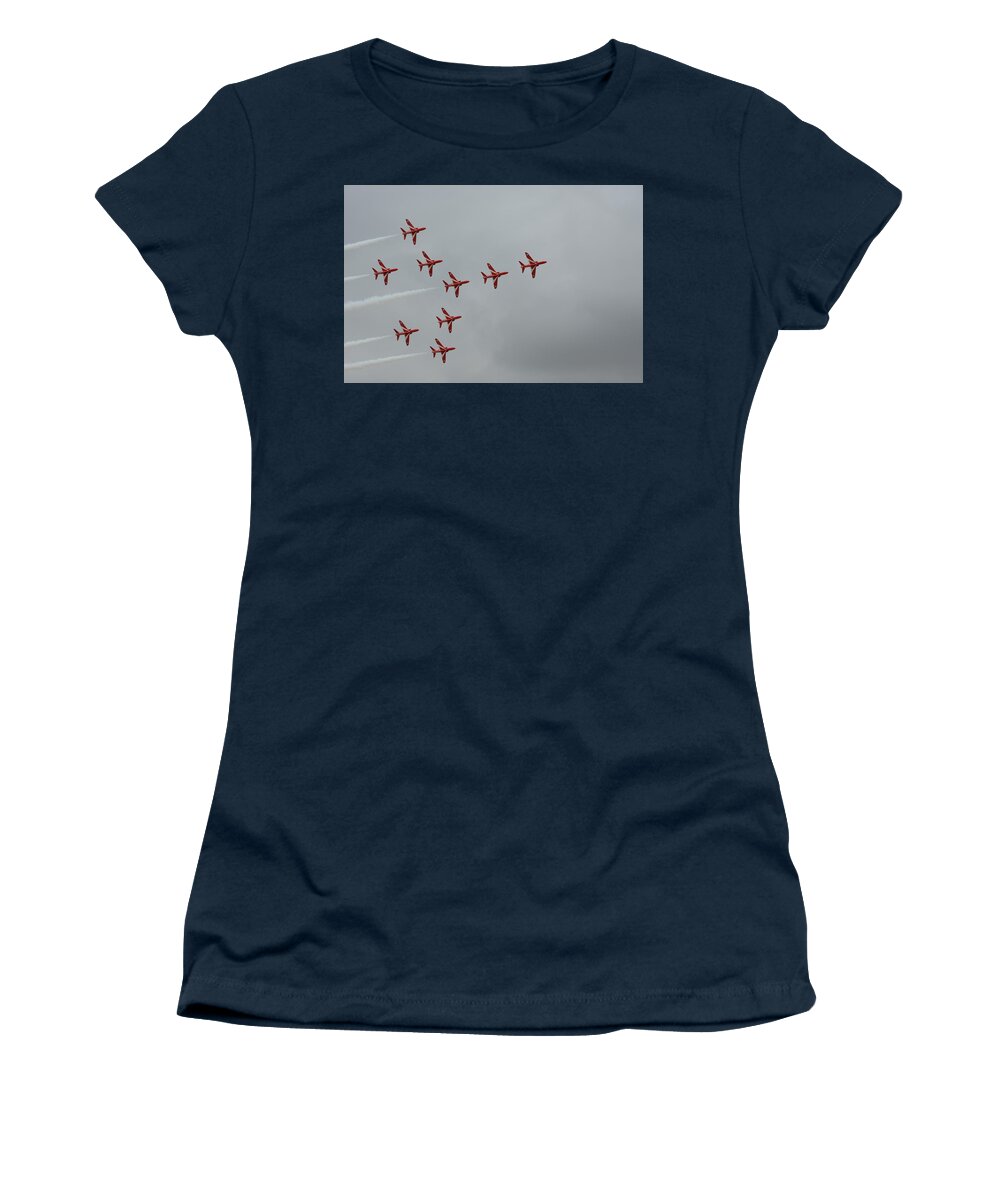 21st Century Women's T-Shirt featuring the photograph Red Arrows Performing the Concorde Formation by Gordon James