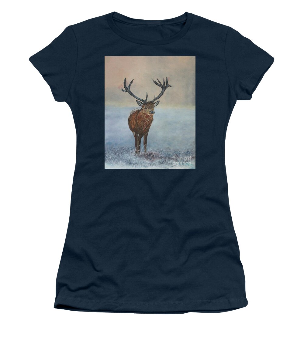 Stag Women's T-Shirt featuring the painting Red Deer Stag by Bob Williams