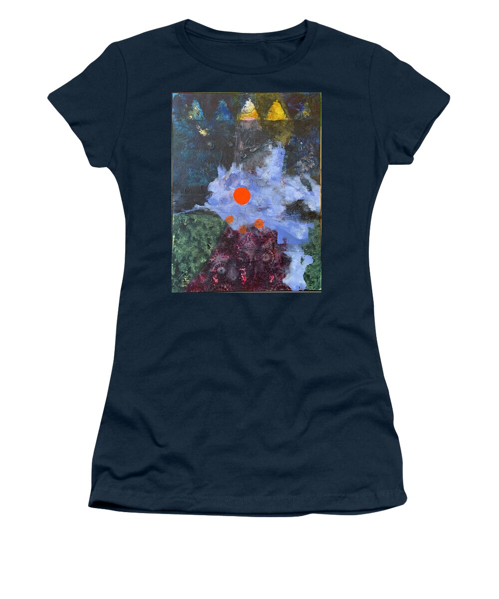 Abstract Women's T-Shirt featuring the painting Red Dot by Leslie Porter