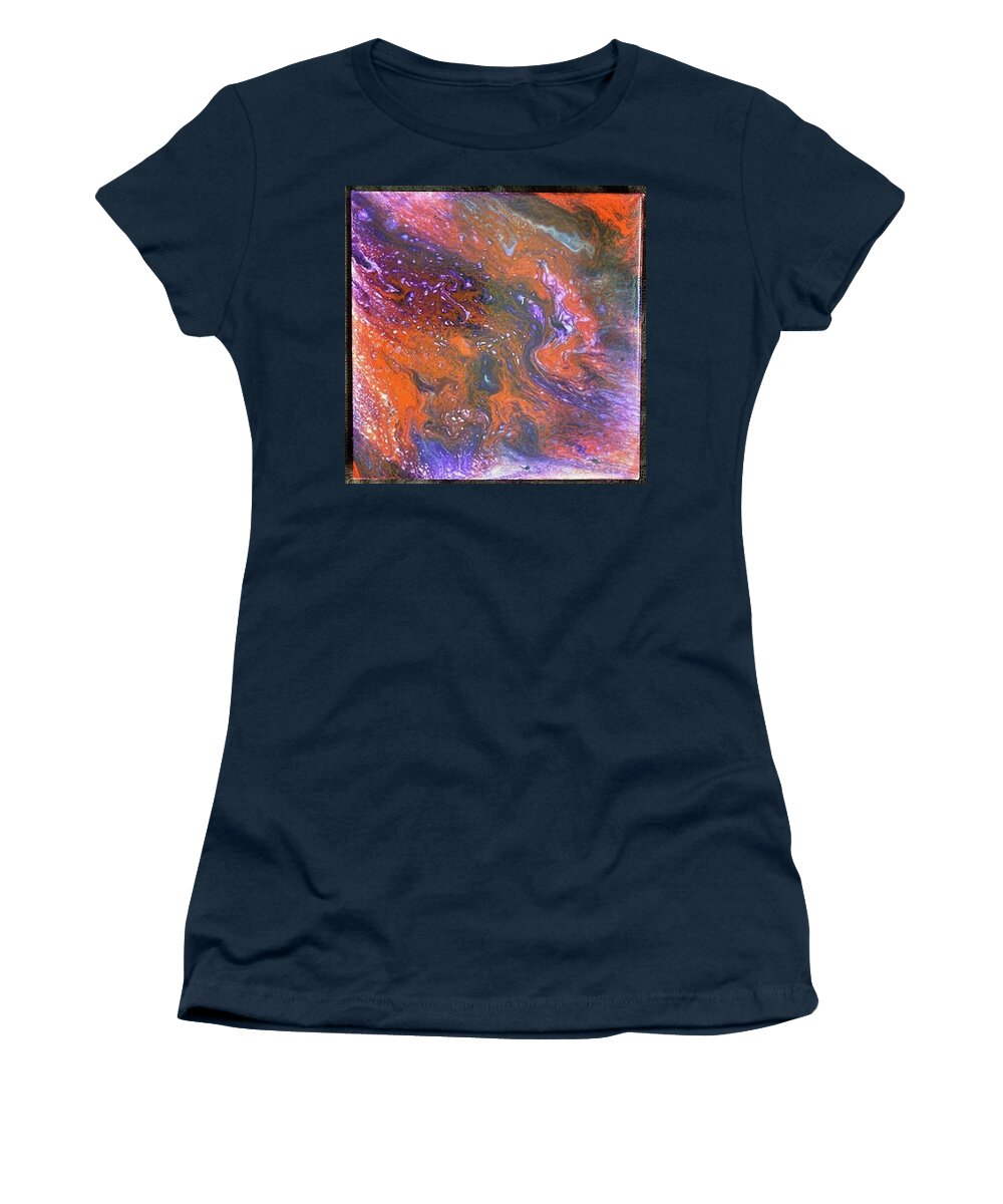Red Galaxy Women's T-Shirt featuring the painting Red Galaxy by Pour Your heART Out Artworks