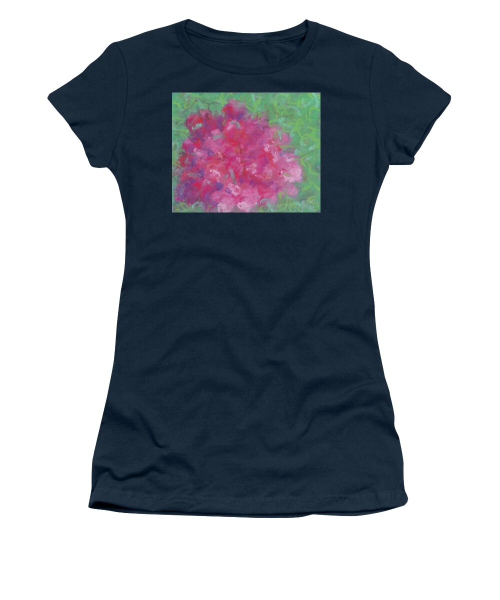 Roses Women's T-Shirt featuring the pastel Red Roses at the Pond 2 by Anne Katzeff