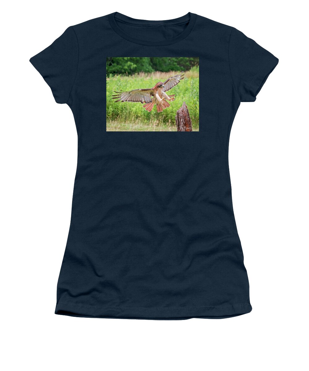 Hawk Women's T-Shirt featuring the photograph Red Tail by Peg Runyan