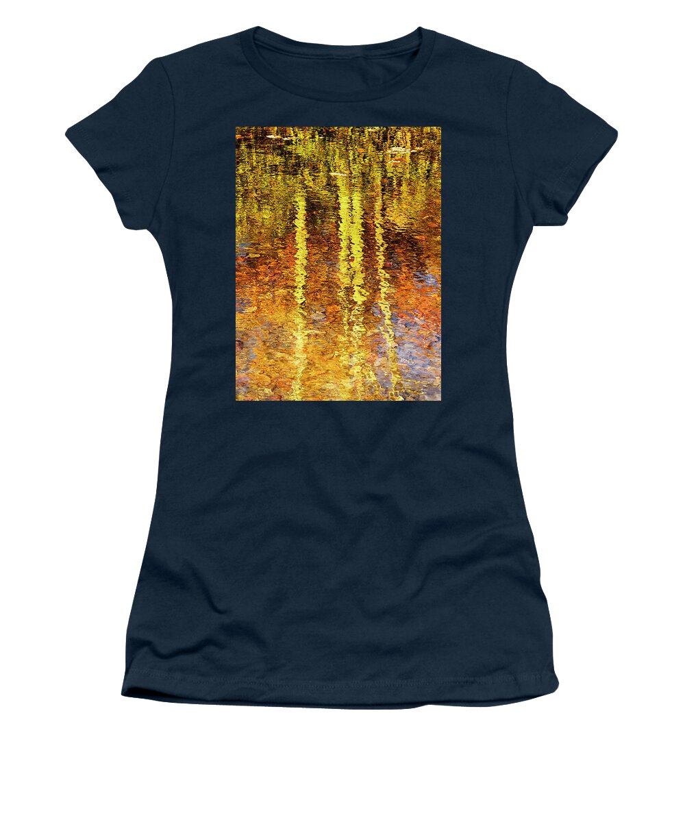 Abstract Women's T-Shirt featuring the photograph Reflection of Fall Trees by Charles Floyd