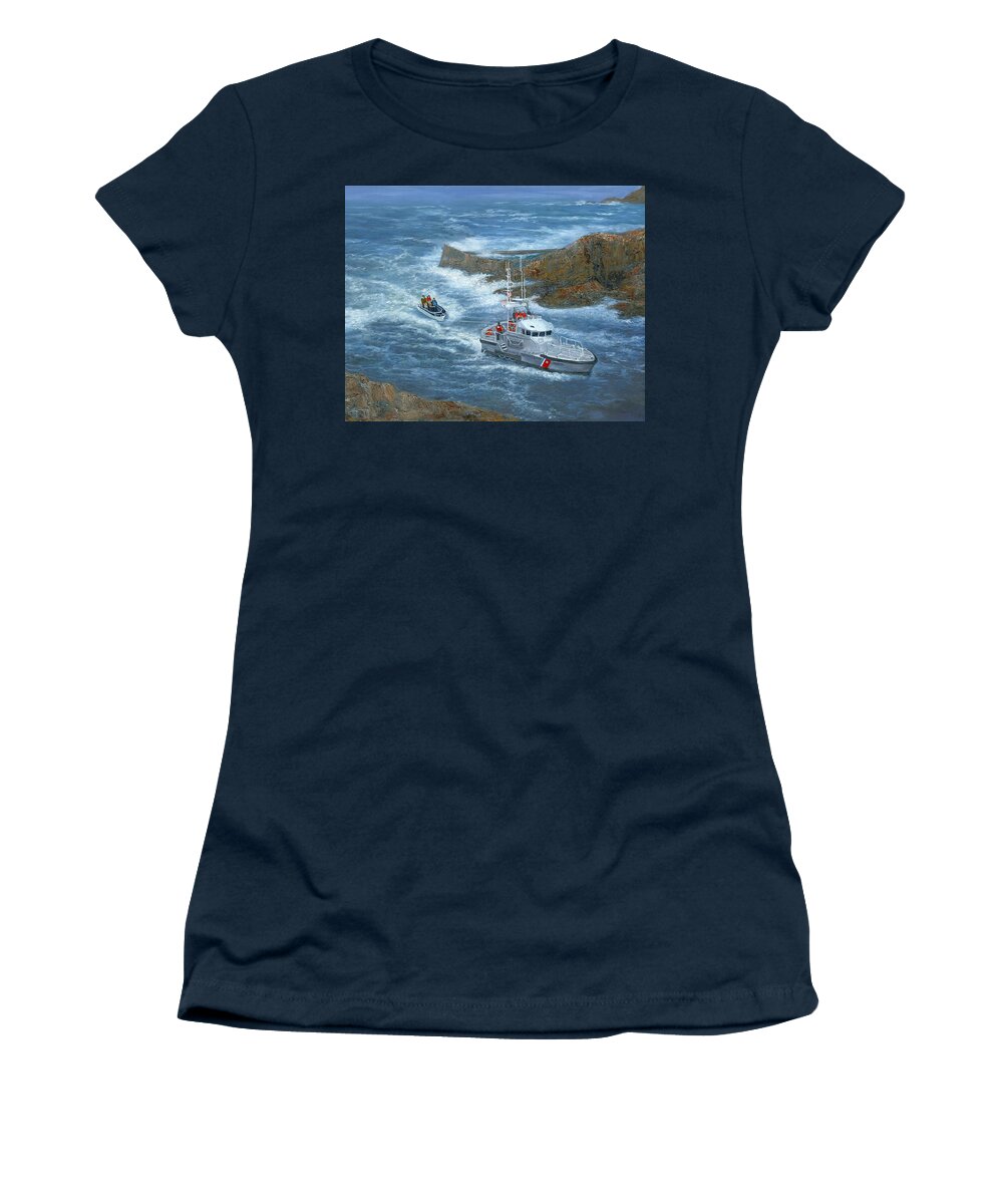 Ocean Women's T-Shirt featuring the painting Rescue at Depoe Bay by June Hunt