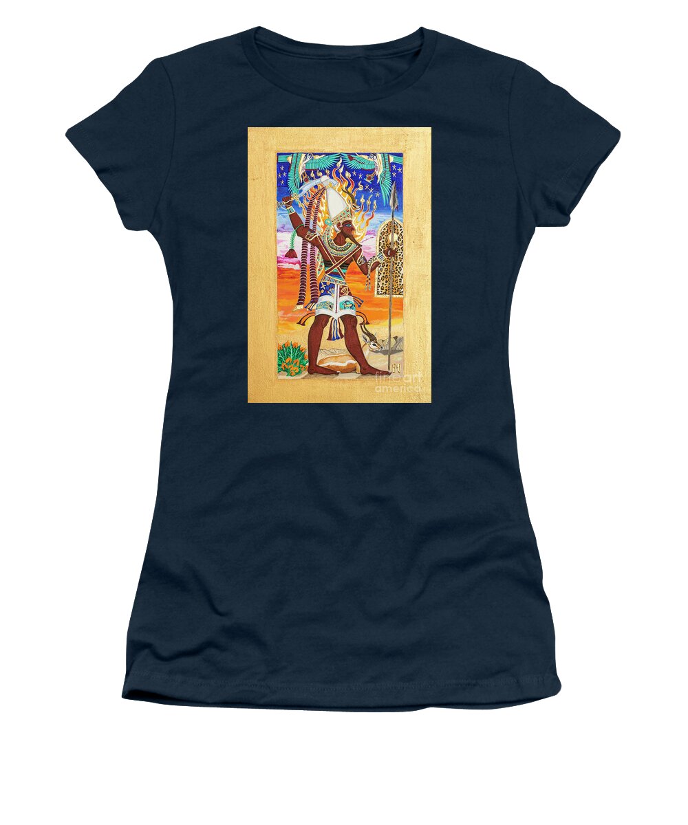 Reshpu Women's T-Shirt featuring the mixed media Reshpu Lord of Might by Ptahmassu Nofra-Uaa
