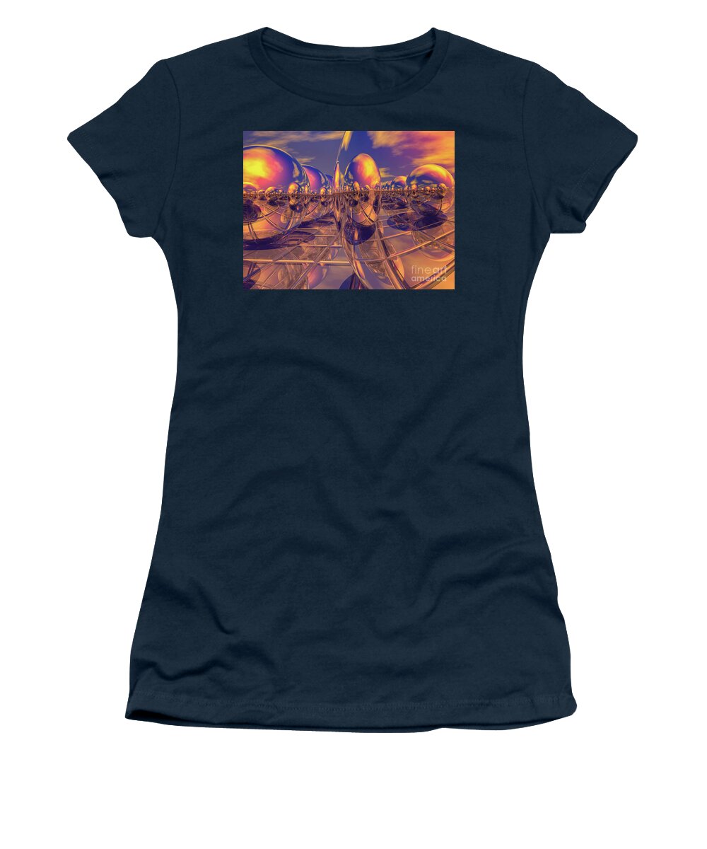 Retro Women's T-Shirt featuring the digital art Retro Pop Art 3D Spheres by Phil Perkins
